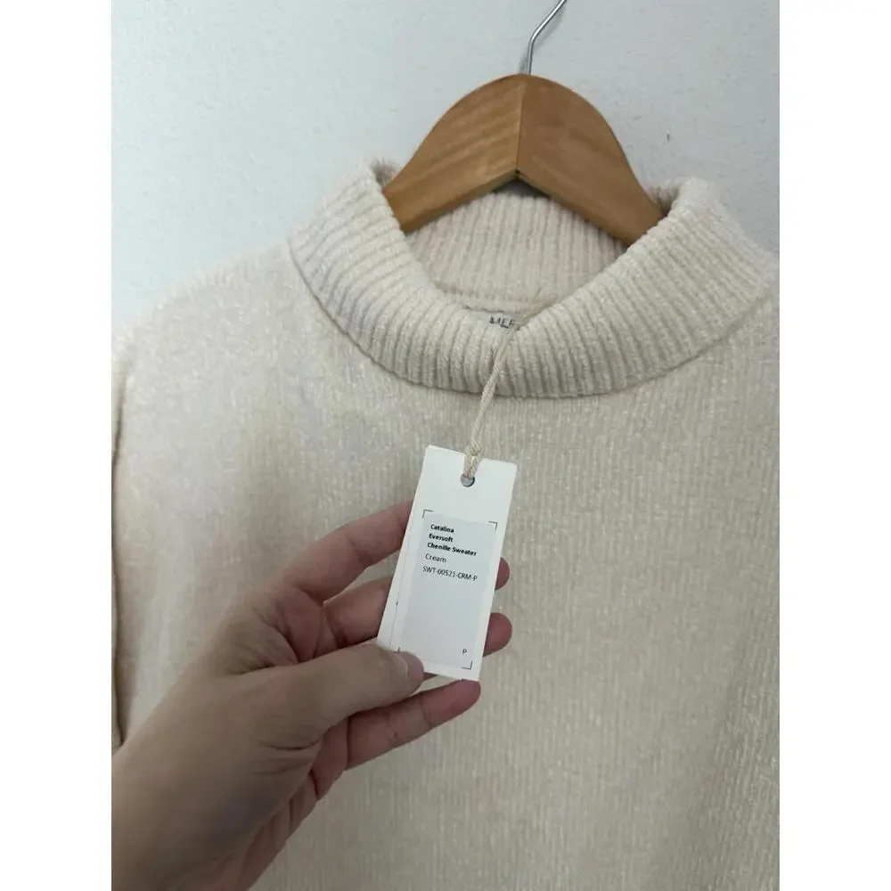 MERSEA NWT Catalina Eversoft Chenille‎ Cream Plush Sweater Sz P